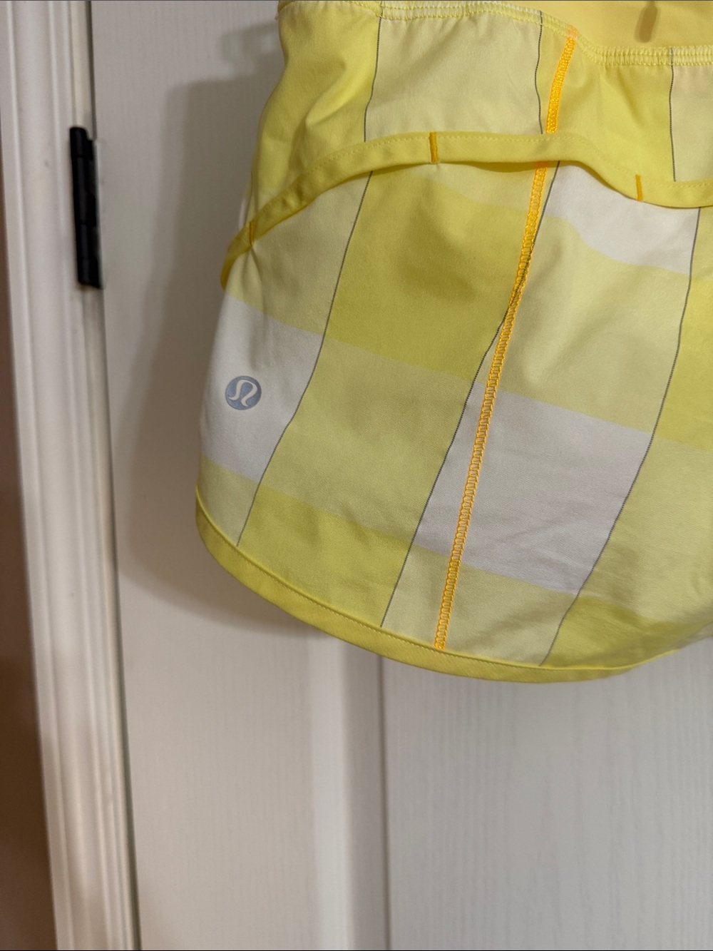 lululemon athletica Yellow Plaid Layered Running Shorts - Picture 2 of 7